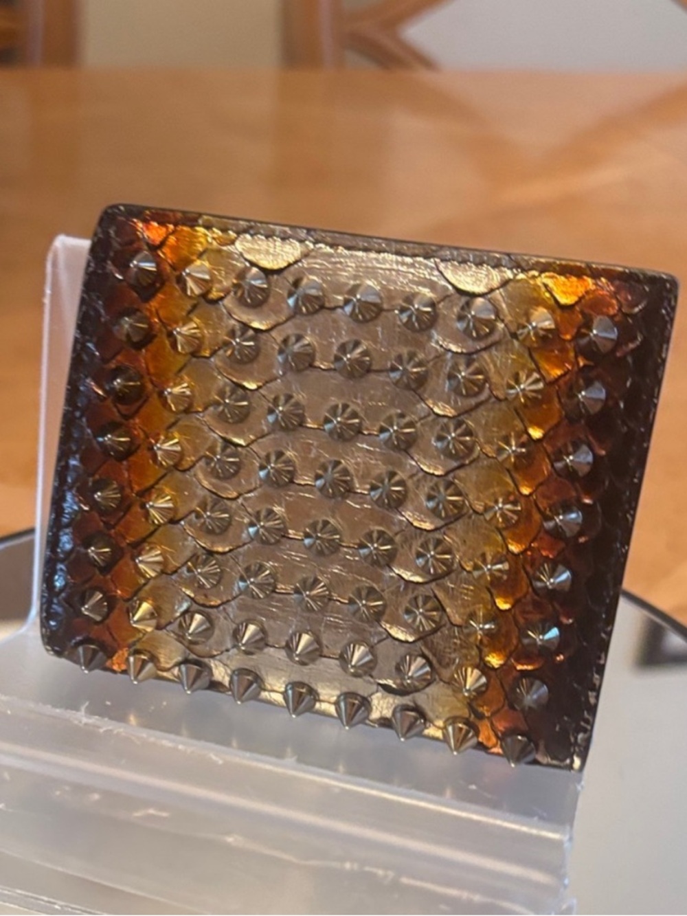 Christian Louboutin- RARE AUTHENTIC 🍀 EXOTIC Snake Studded Compact Wallet